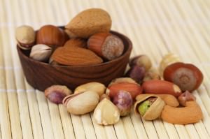 Mixed nuts and almonds, close up